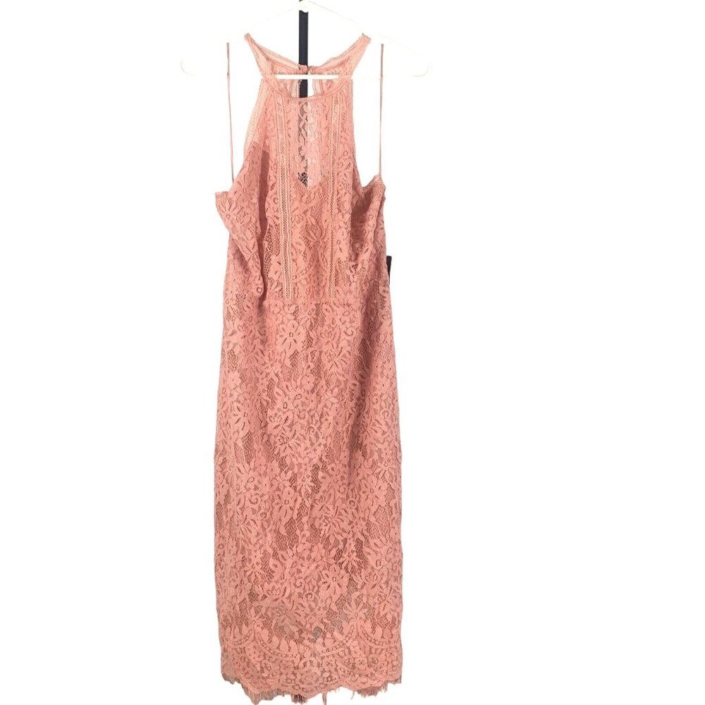 Express beautiful lace dress lined size 16 In salmon dusty rose Pink